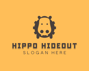 Tech Hippopotamus Gear logo design