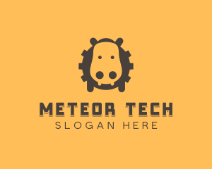 Tech Hippopotamus Gear logo design