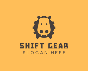 Tech Hippopotamus Gear logo design