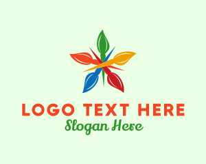 Colorful Brush Flower  Logo