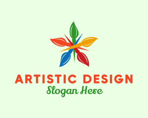 Colorful Brush Flower  logo