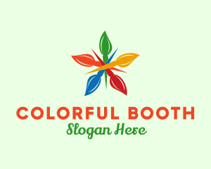 Colorful Brush Flower  logo design