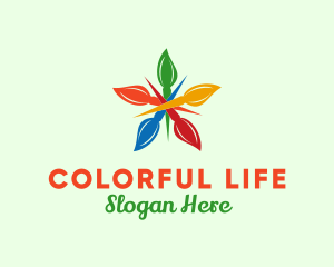 Colorful Brush Flower  logo design