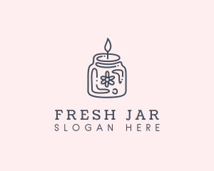 Simple Flower  Candle Jar  logo design