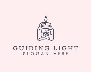 Simple Flower  Candle Jar  logo design