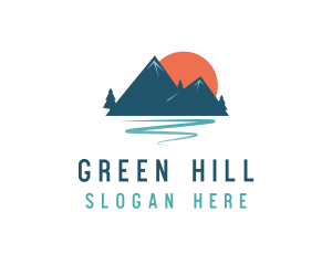 Outdoor Mountain Sunset  logo design