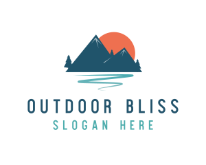 Outdoor Mountain Sunset  logo design