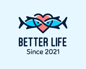 Seafood Fish Love Heart logo design