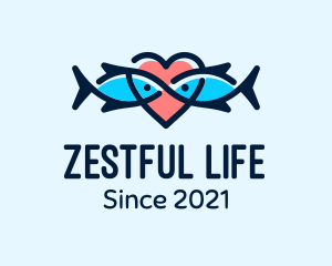 Seafood Fish Love Heart logo design