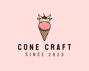 Cow Ice Cream Cone logo design