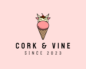 Cow Ice Cream Cone logo design