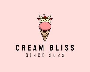 Cow Ice Cream Cone logo design