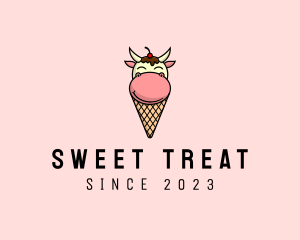 Cow Ice Cream Cone logo design