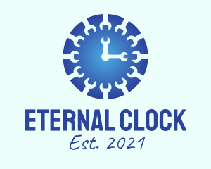 Blue Wrench Clock  logo