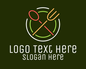Recipe - Restaurant Diner Neon Sign logo design
