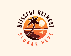 Palm Tree Beach Sunset Logo