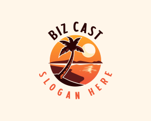 Palm Tree Beach Sunset logo