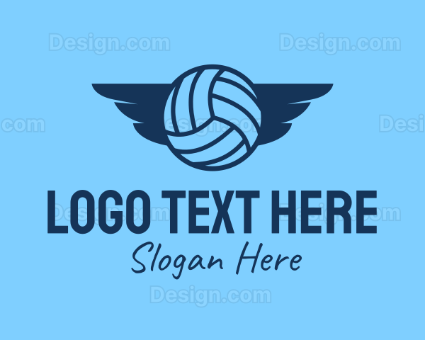 Blue Volleyball Wings Logo