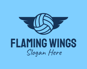 Blue Volleyball Wings  logo design