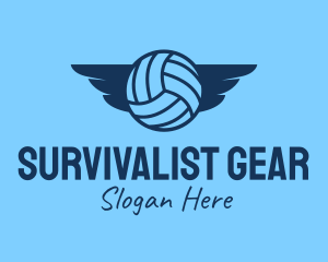 Blue Volleyball Wings  logo design