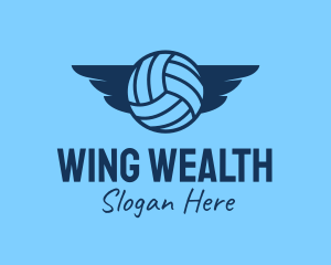 Blue Volleyball Wings  logo design