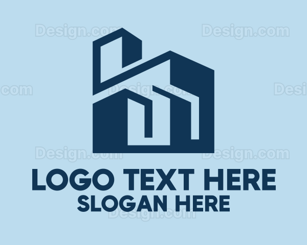 Blue Geometric Building Logo