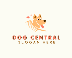 Grooming Dog Comb logo design