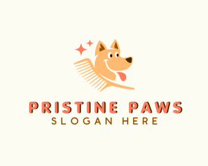 Grooming Dog Comb logo design