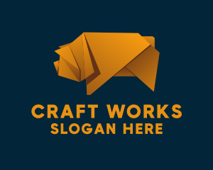 Pig Origami Craft logo design