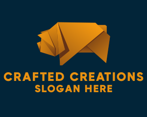 Pig Origami Craft logo design