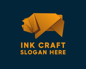 Pig Origami Craft logo design