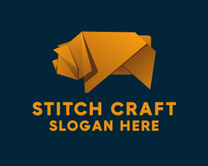 Pig Origami Craft logo design