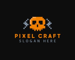 Cyber Pixel Skull logo design