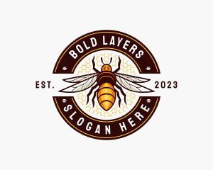 Bee Wings Honeycomb logo design