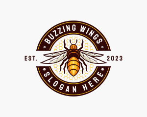 Bee Wings Honeycomb logo design