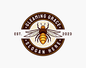 Bee Wings Honeycomb logo design