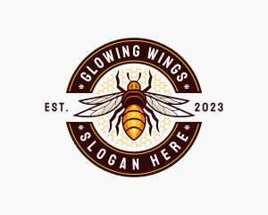 Bee Wings Honeycomb logo design