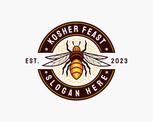 Bee Wings Honeycomb logo design