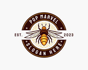 Bee Wings Honeycomb logo design