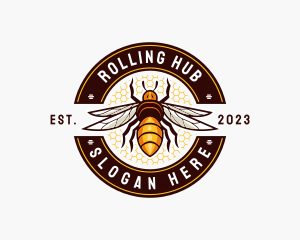 Bee Wings Honeycomb logo design