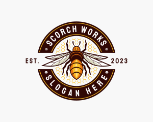 Bee Wings Honeycomb logo design