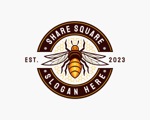 Bee Wings Honeycomb logo design