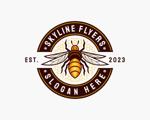 Bee Wings Honeycomb logo design