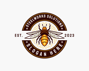 Bee Wings Honeycomb logo design