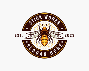 Bee Wings Honeycomb logo design