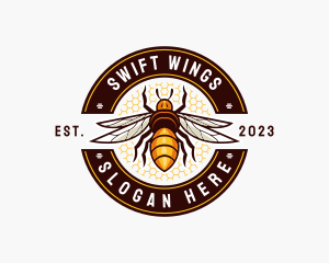 Bee Wings Honeycomb logo design