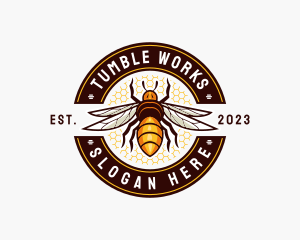 Bee Wings Honeycomb logo design