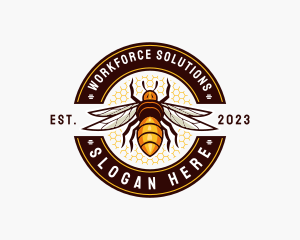 Bee Wings Honeycomb logo design