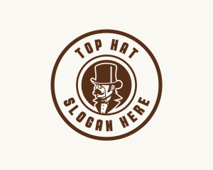 Gentleman Hat Mustache logo design