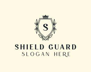 Crown Leaf Shield logo design